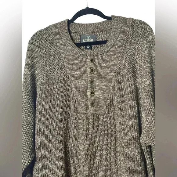 Red Head Men’s Brown Pullover Sweater With Buttons Size XL Cabin Outdoor Henley - Picture 4 of 10